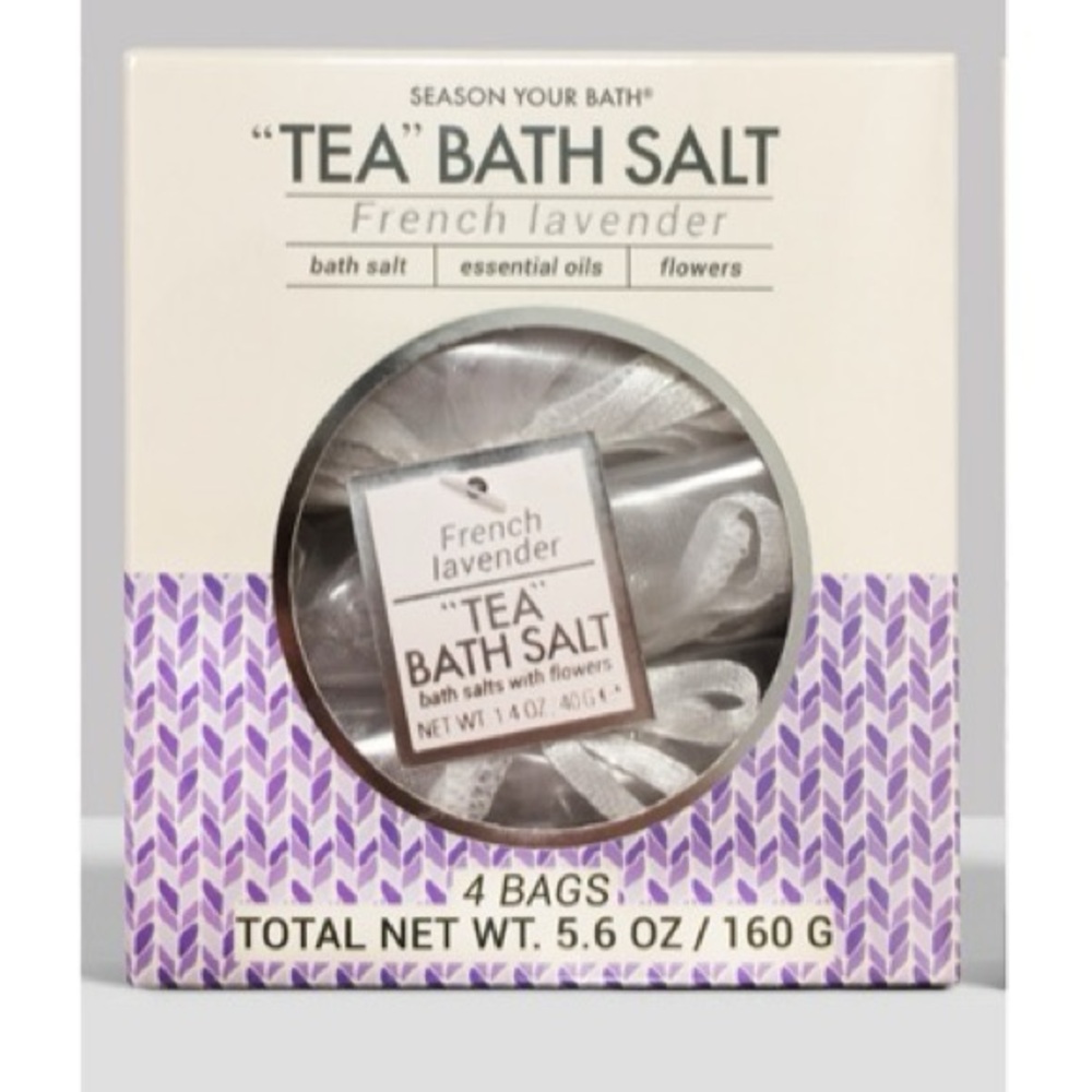 4/$20 Season Your Bath "TEA" BATH SALT/FRENCH LAVENDER Essential Oils & Flowers